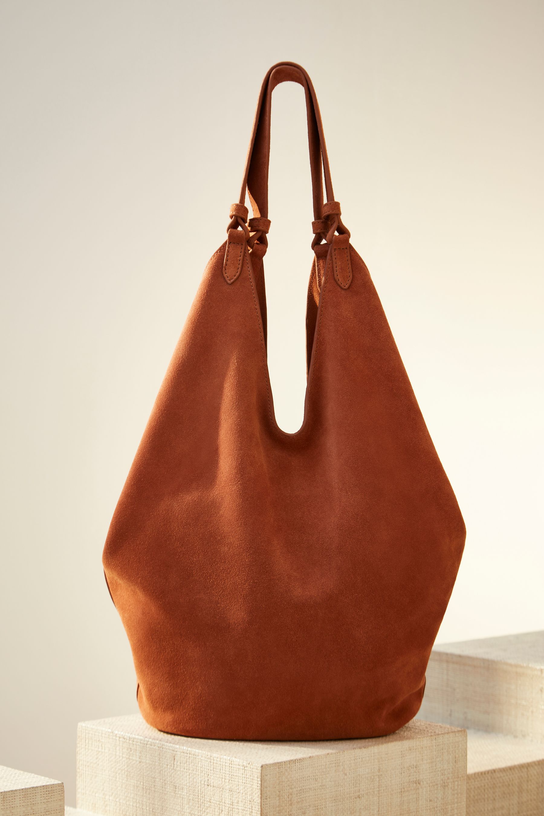 Buy Tan Brown Premium Leather Suede Shopper Bag from Next Sweden