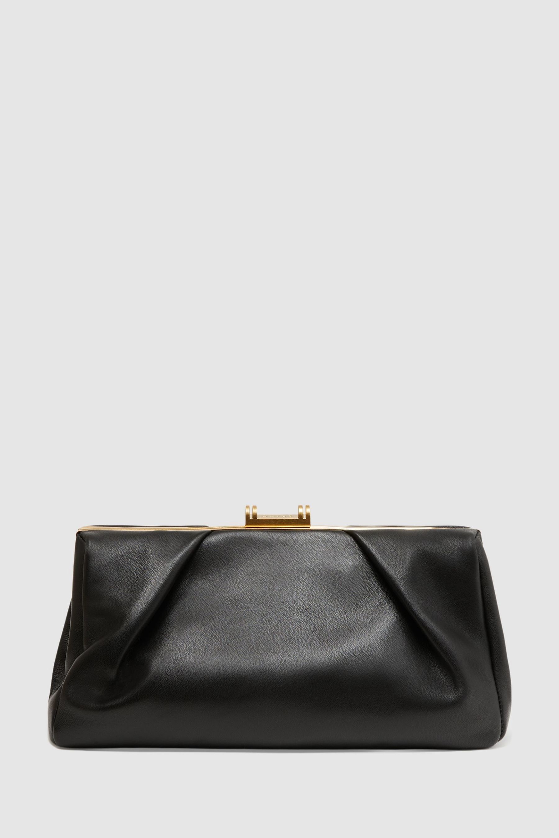 Black leather sales clutch bag uk