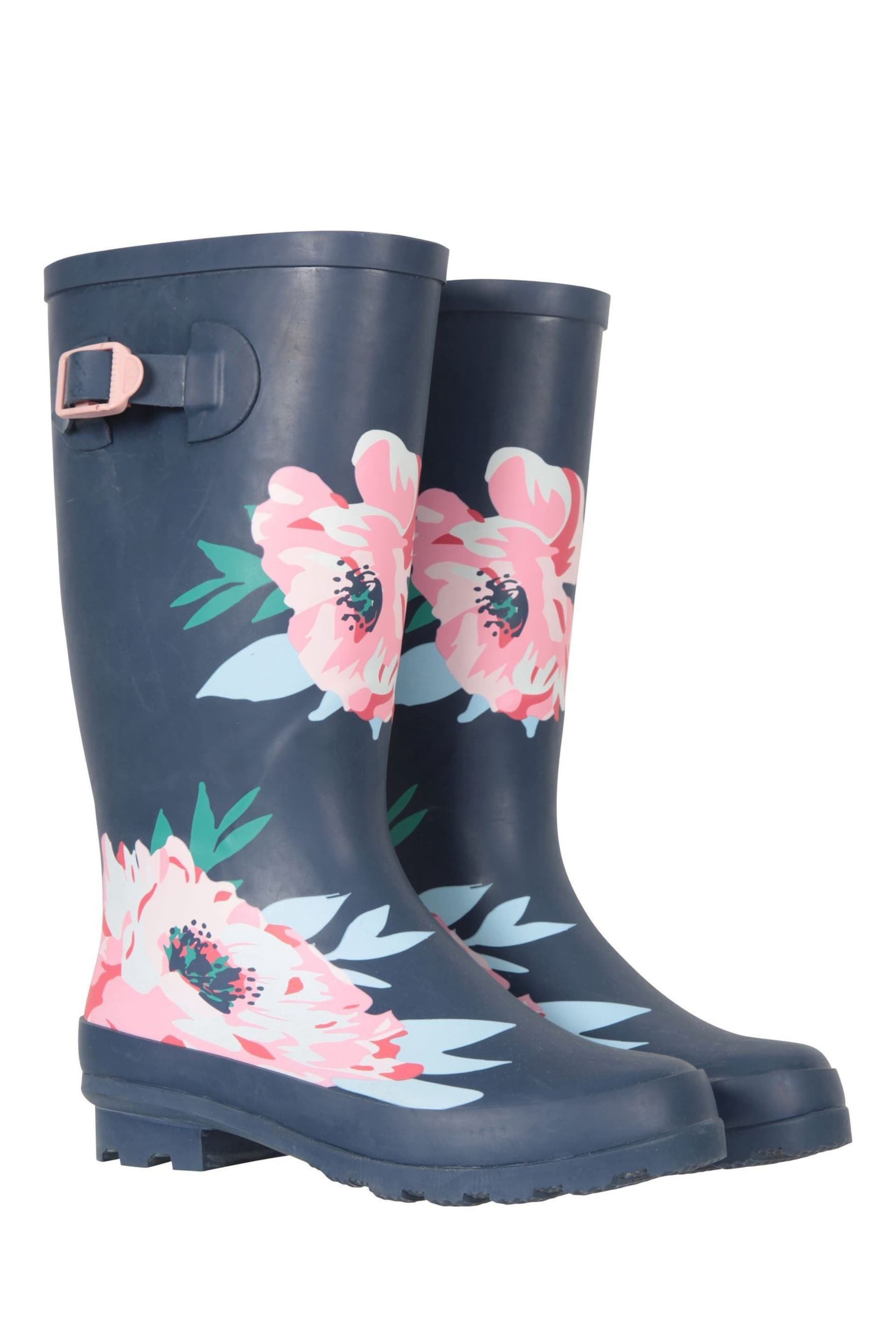 Mountain Warehouse Blue Womens Tall Buckle Printed Wellies - Image 3 of 6