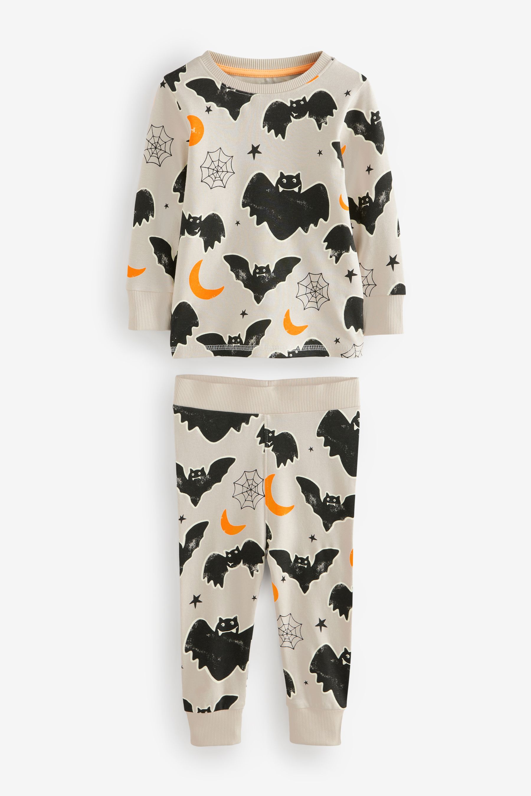 Buy Bat Print Glow in the Dark Snuggle 100 Cotton Halloween Pyjamas Set 9mths 10yrs from the Next UK online shop