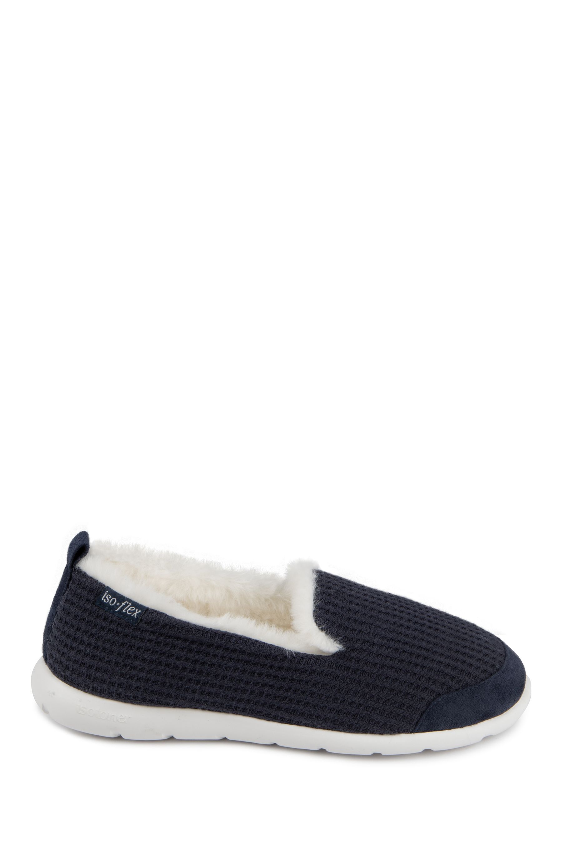 Buy Totes Navy Isotoner Ladies Iso Flex Waffle Full Back Slippers from the Next UK online shop