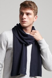 Superdry Blue Knitted Logo Scarf - Image 1 of 3