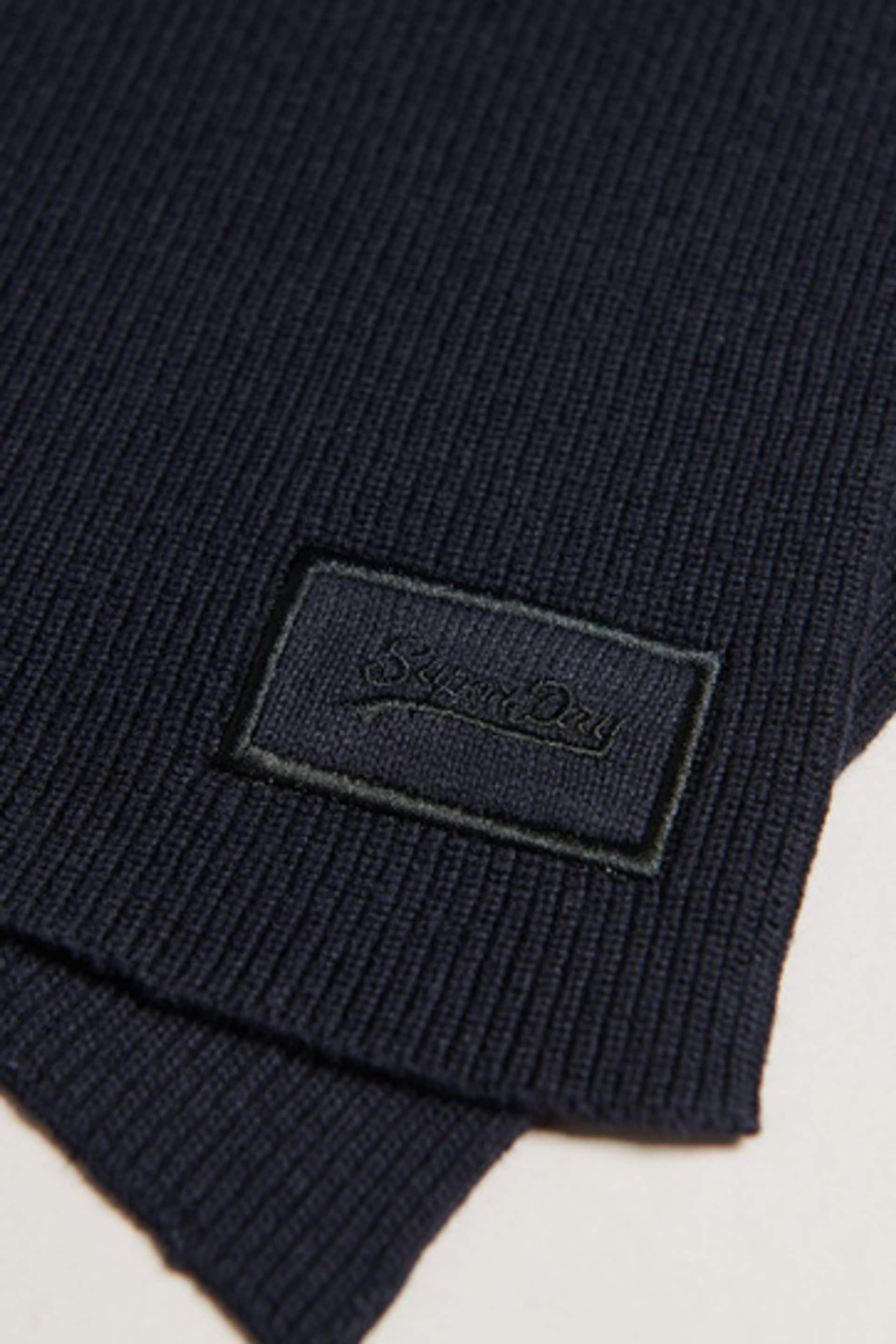 Superdry Blue Knitted Logo Scarf - Image 3 of 3
