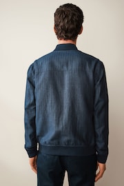 Blue Nova Fides Italian Linen Blend Herringbone Bomber Jacket - Image 3 of 12