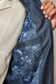 Blue Nova Fides Italian Linen Blend Herringbone Bomber Jacket - Image 5 of 12