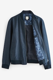 Blue Nova Fides Italian Linen Blend Herringbone Bomber Jacket - Image 8 of 12