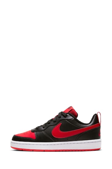 Nike Black/Red Court Borough Low Youth Trainers