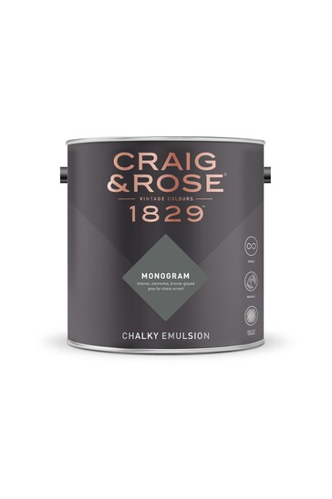 Craig & Rose Grey Grey Chalky Emulsion Monogram 2.5L Paint