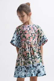 Reiss Multi Marnie Junior Floral Print Bell Sleeve Dress - Image 1 of 6