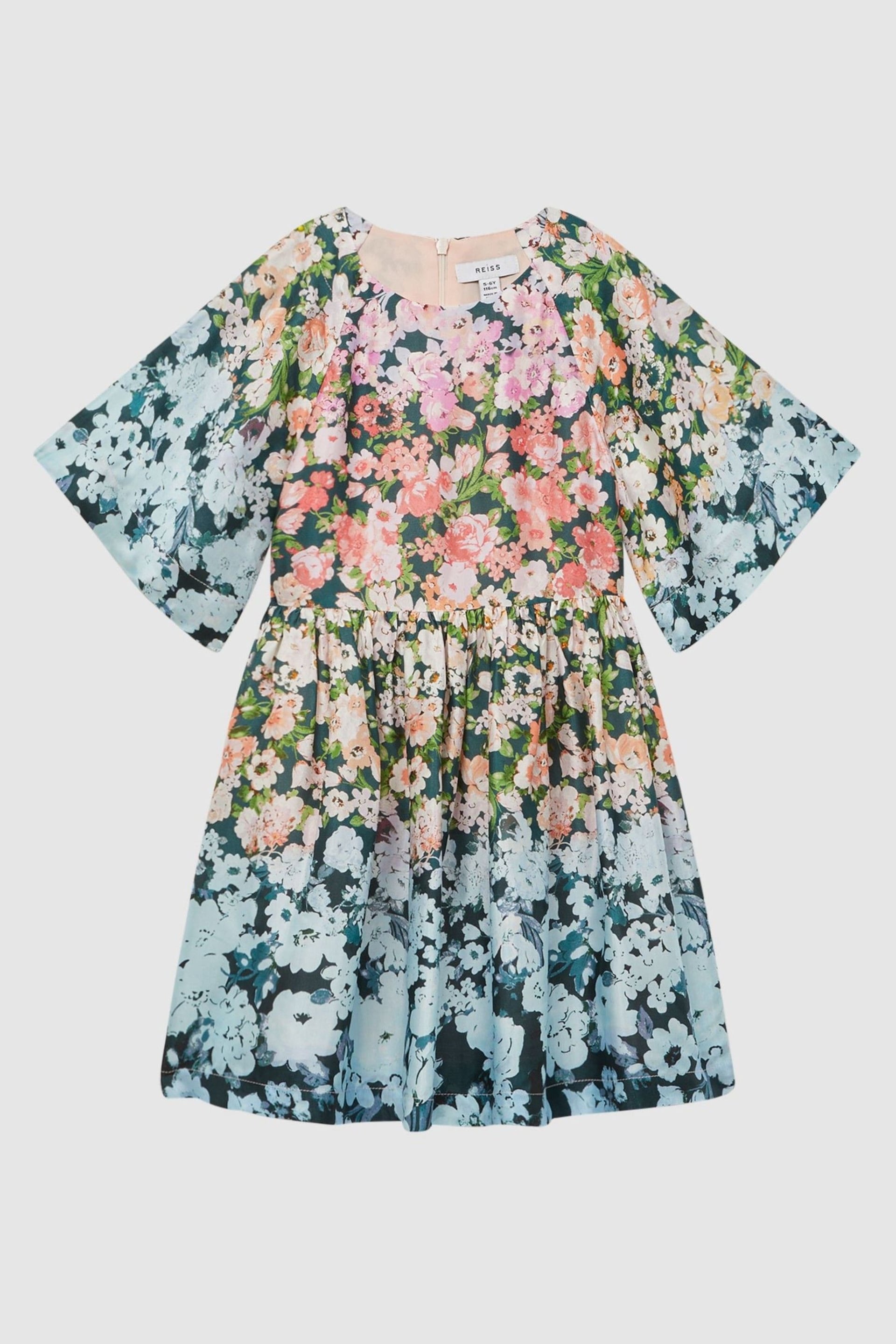 Reiss Multi Marnie Junior Floral Print Bell Sleeve Dress - Image 2 of 6