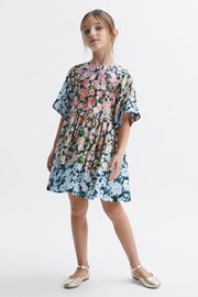 Reiss Multi Marnie Junior Floral Print Bell Sleeve Dress - Image 3 of 6