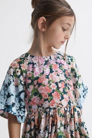 Reiss Multi Marnie Junior Floral Print Bell Sleeve Dress - Image 4 of 6