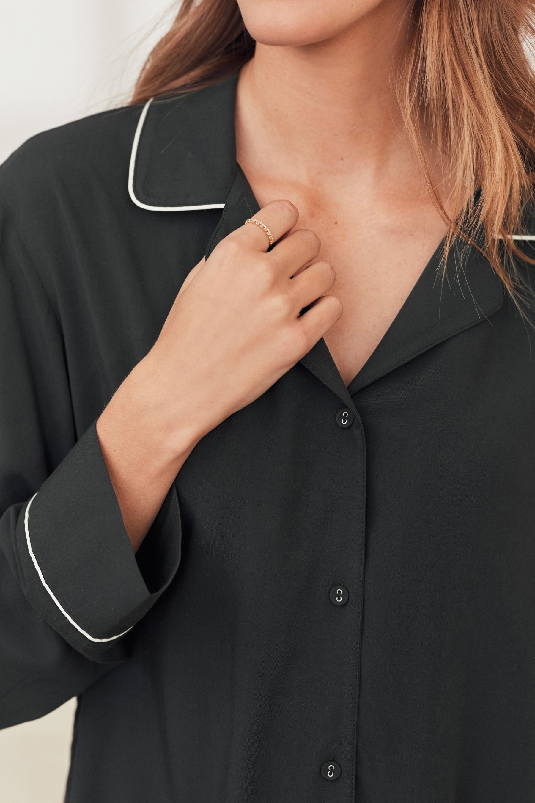 Black button up best sale pyjamas