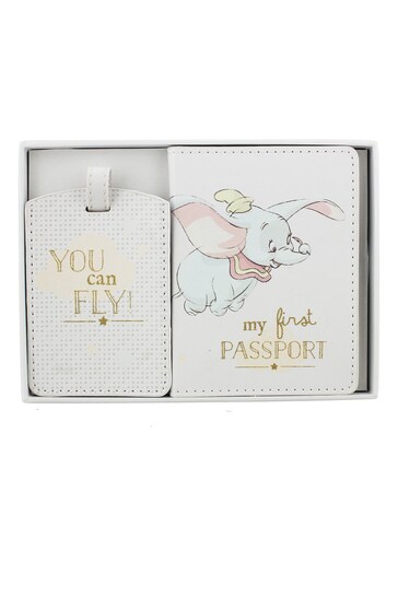 White Magical Beginnings Dumbo Passport and Luggage Tag Set