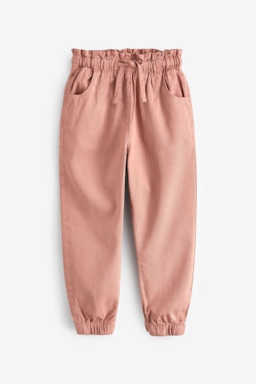 Pink/Pink Tie Waist Paperbag Jeans (3-16yrs)