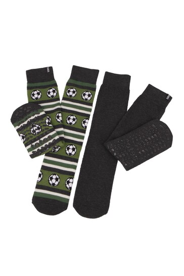 Totes Green Mens Toasties Original Slipper Socks Pack Of 2