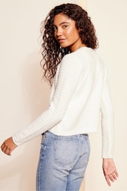 Friends Like These Ivory White Textured V Neck Knitted Cardigan - Image 4 of 4