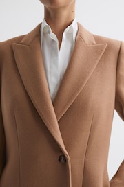 Reiss Camel Arlow Wool Blend Double Breasted Coat - Image 4 of 6