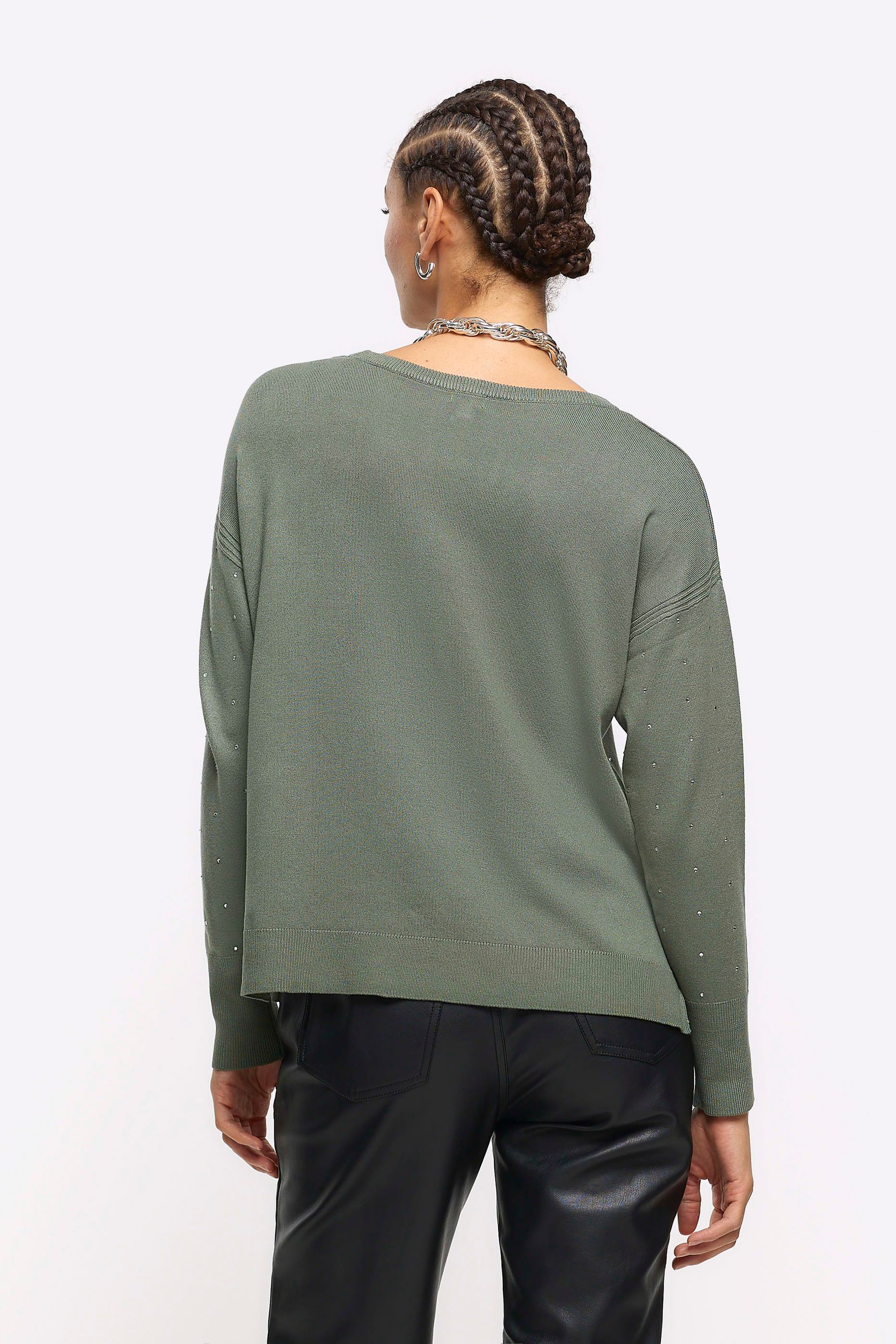 Buy River Island Green Diamante Sweat Top from the Next UK online shop