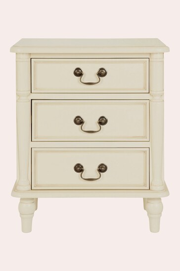 Laura Ashley Ivory Clifton 3 Drawer Bedside Table