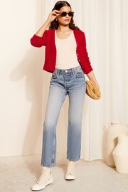 Friends Like These Red Petite Textured V Neck Knitted Cardigan - Image 3 of 4