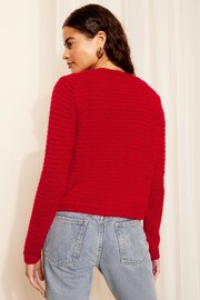 Friends Like These Red Petite Textured V Neck Knitted Cardigan - Image 4 of 4