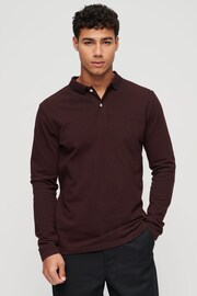 Superdry Burgundy Red Tipped Long Sleeve Polo Shirt - Image 1 of 7