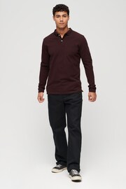 Superdry Burgundy Red Tipped Long Sleeve Polo Shirt - Image 2 of 7