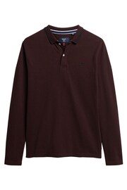 Superdry Burgundy Red Tipped Long Sleeve Polo Shirt - Image 5 of 7