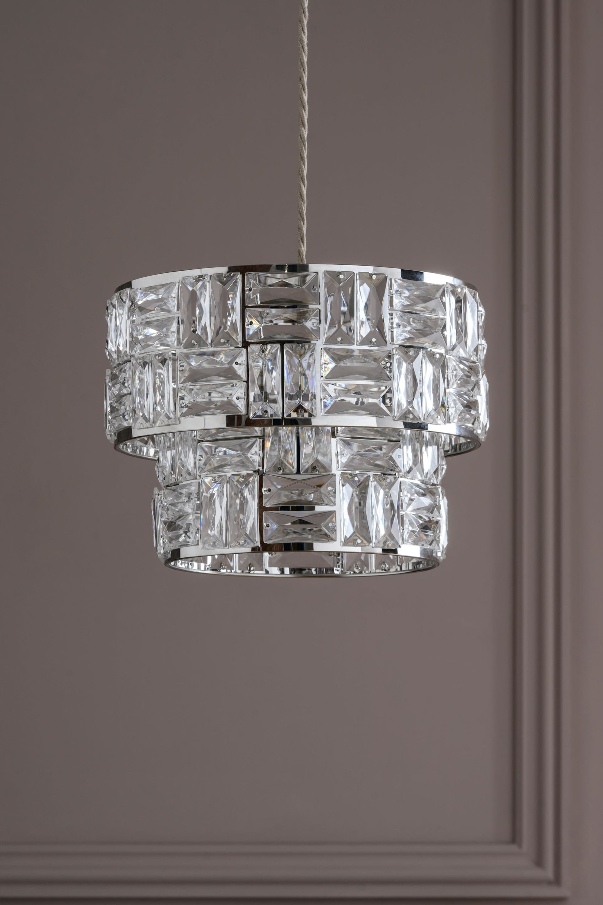 Chrome Alexis Easy Fit Pendant Lamp Shade - Image 2 of 7