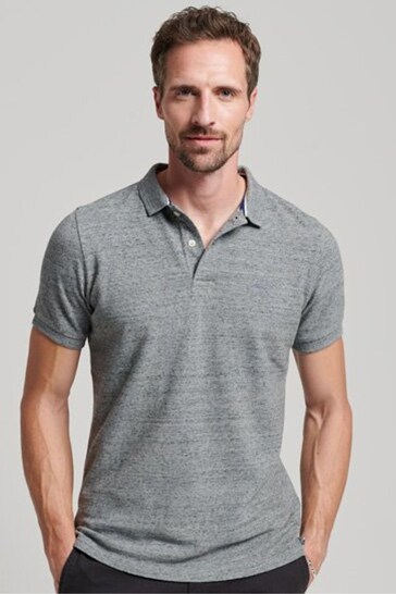 Superdry Steel Grey Classic Pique Polo Shirt