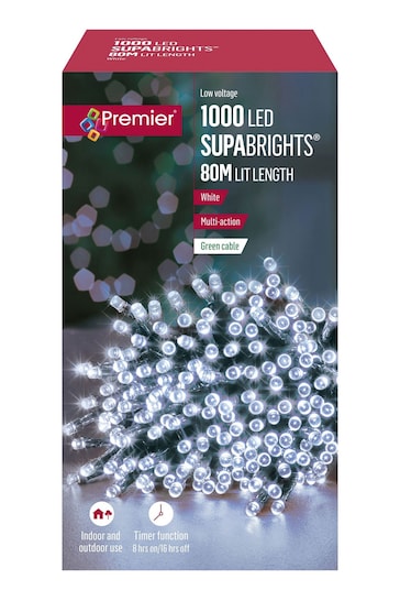 Premier Decorations Ltd Bright 1000 LED Super Bright Timer Christmas Line Lights 80M
