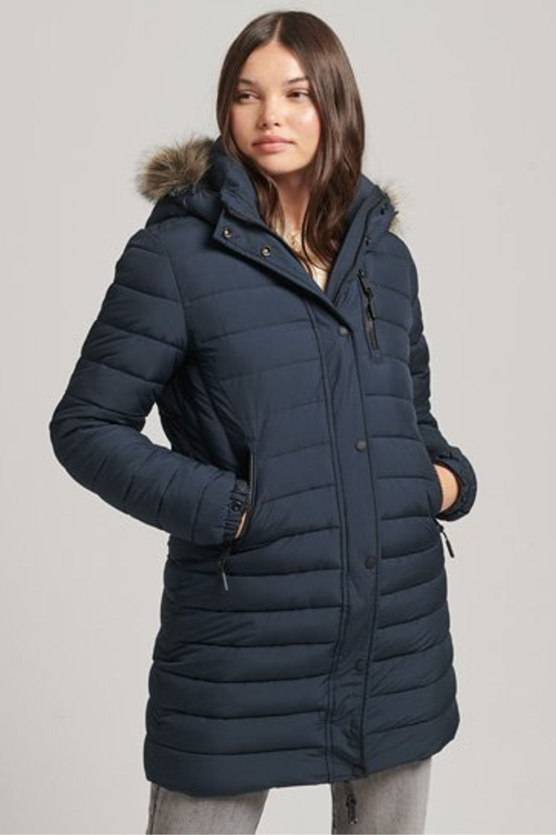 Buy Superdry Navy Super Fuji Padded Coat from Next Luxembourg