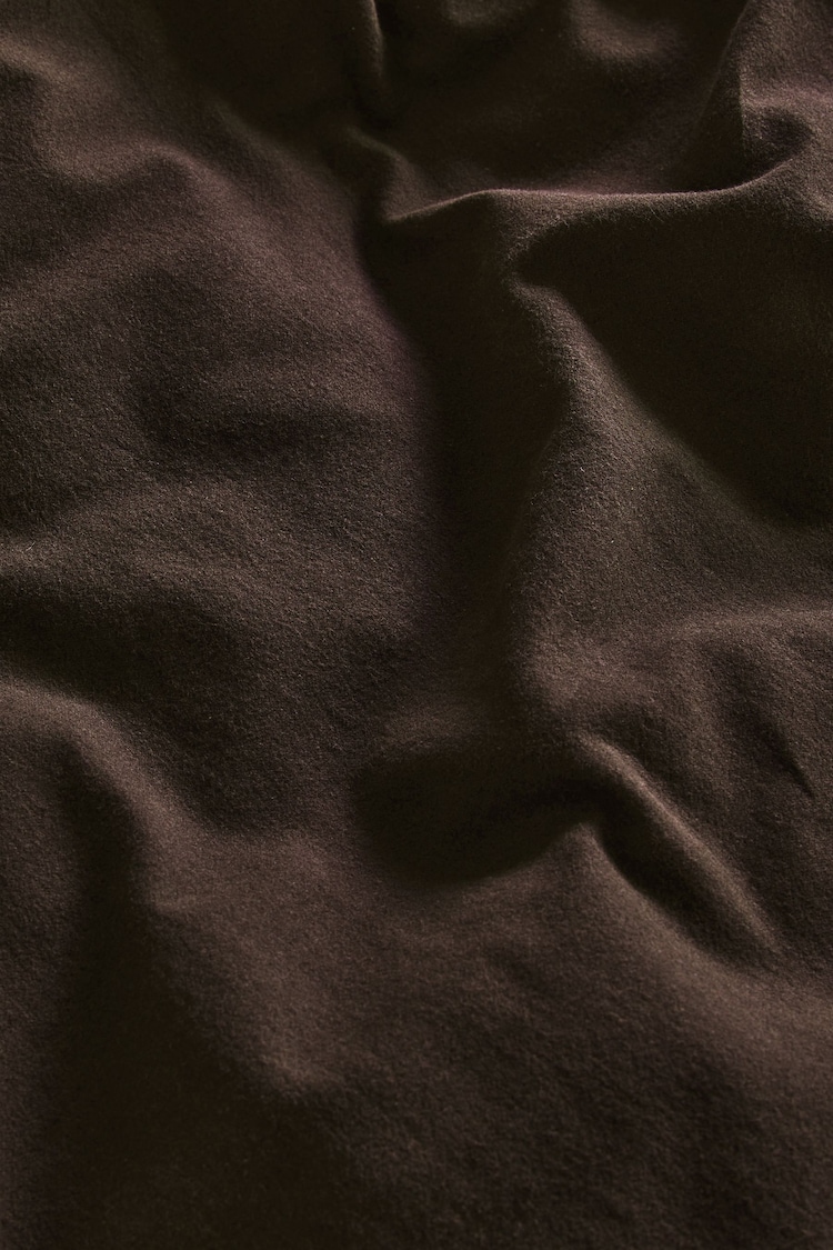 Chocolate Brown Brushed Supersoft 100% Cotton Plain Duvet Cover And Pillowcase Set - Image 5 of 5