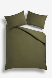 Dark Green 100% Cotton Supersoft Brushed Plain Duvet Cover And Pillowcase Set - Image 5 of 5