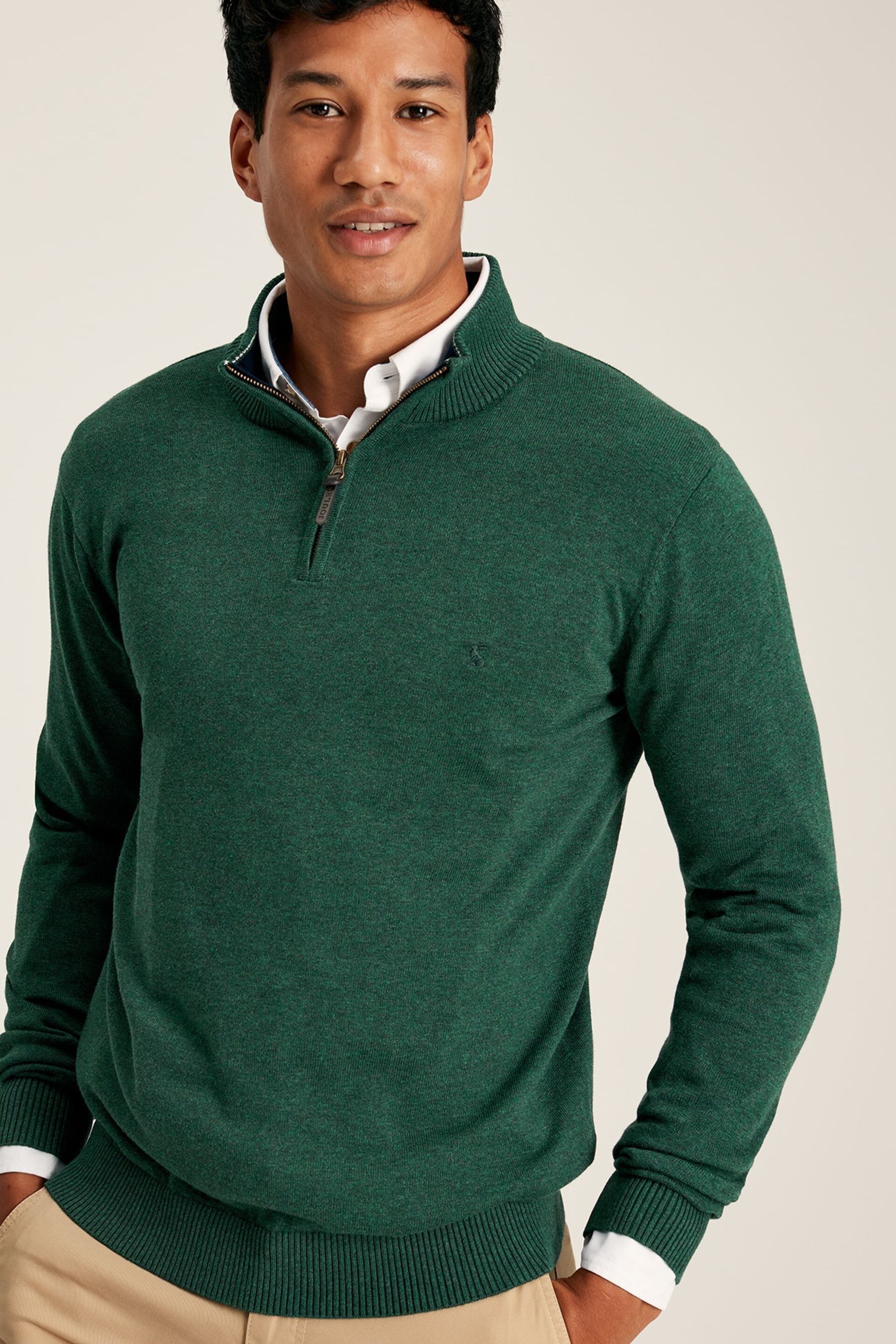 Joules Hillside Green Knitted Quarter Zip Jumper - Image 3 of 5