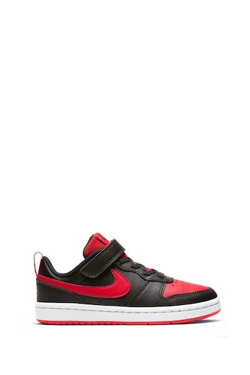 Nike Black/Red Junior Court Borough Low Trainers