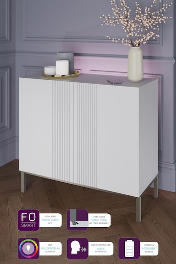 Frank Olsen White Iona 2 Door Tall Sideboard with SMART Features
