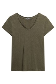 Superdry Green Studios Slub Vee Neck T-Shirt - Image 3 of 5