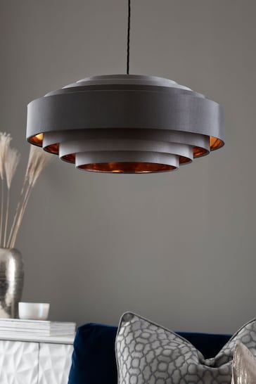 Grey And Copper Rico Tiered Easy Fit Lamp Shade