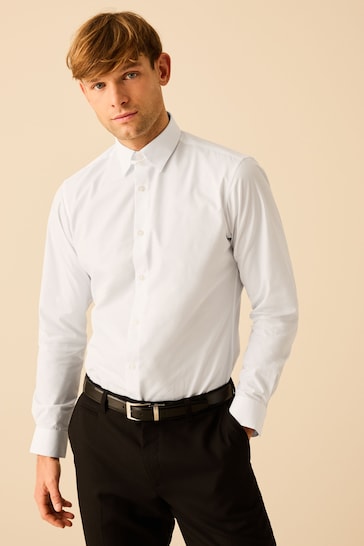 White Single Cuff Easy Care Tab Collar Shirt