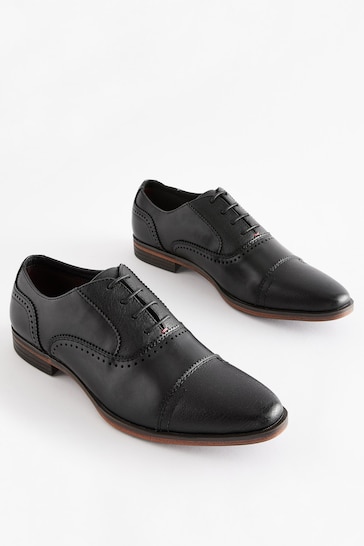 Black Oxford Toe Cap Shoes