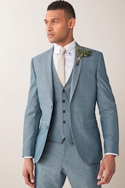 Light Blue Slim Two Button Suit Jacket - Image 1 of 9