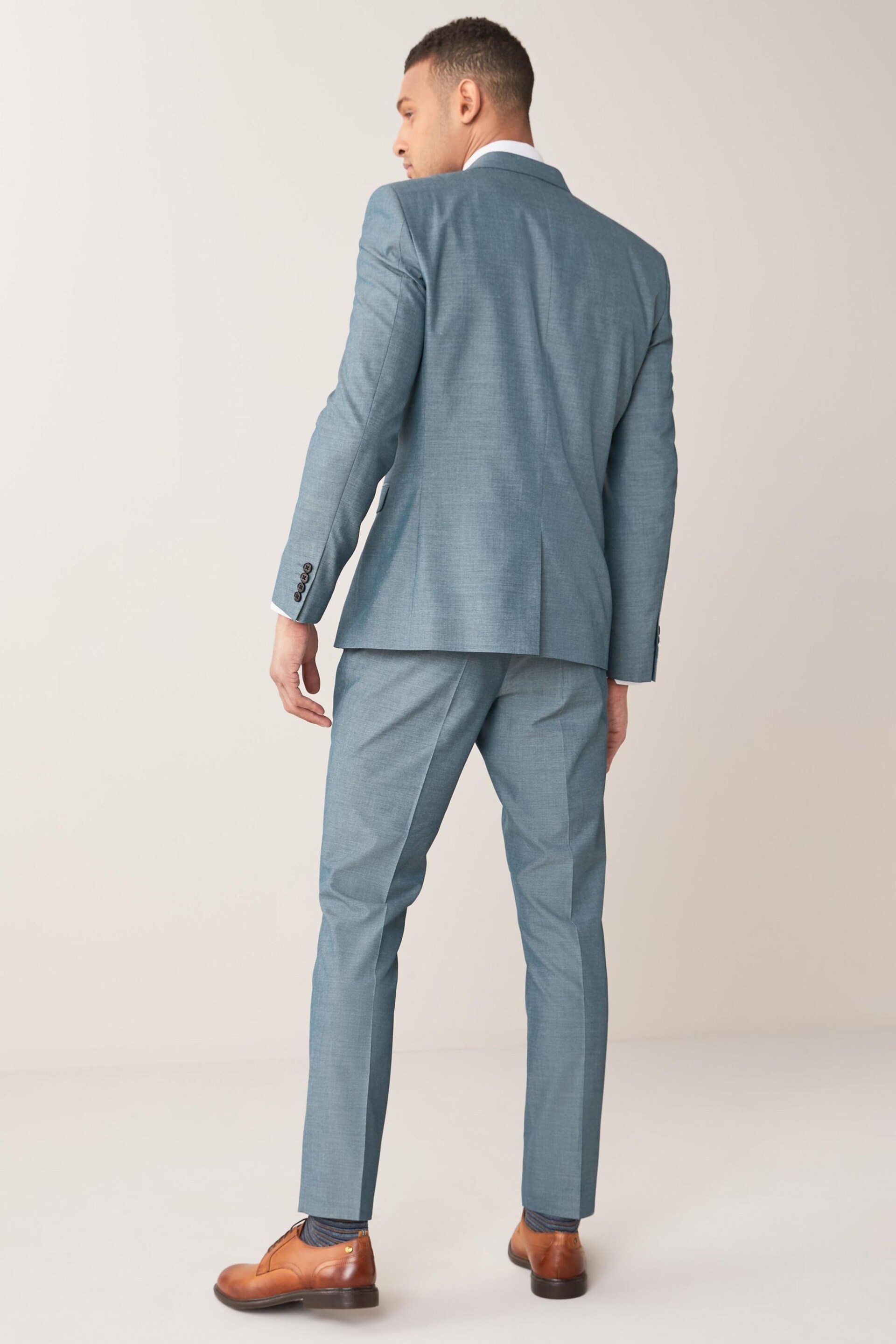 Light Blue Slim Two Button Suit Jacket - Image 3 of 9