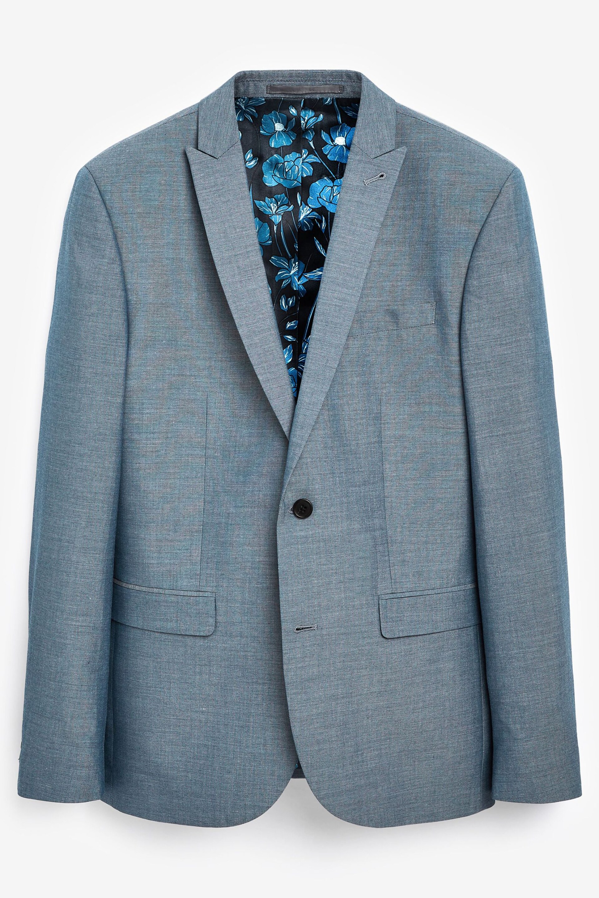 Light Blue Slim Two Button Suit Jacket - Image 7 of 9