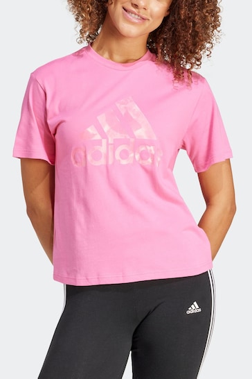 adidas Pink Sportswear Floral Graphic Big Logo T-Shirt