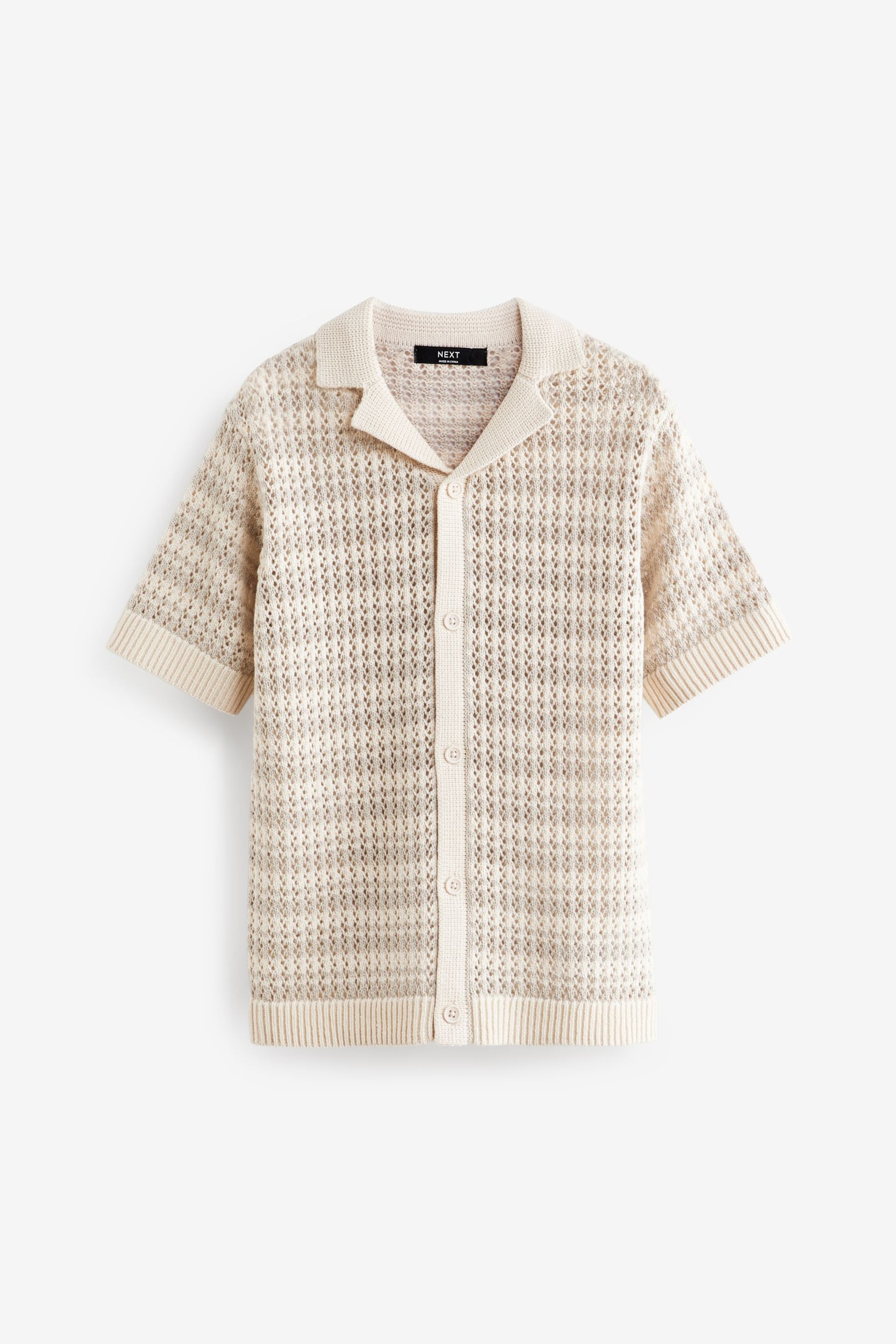 Neutral Crochet Stripe Short Sleeved Polo Shirt (3-16yrs) - Image 5 of 7