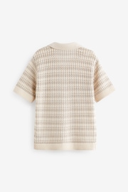 Neutral Crochet Stripe Short Sleeved Polo Shirt (3-16yrs) - Image 6 of 7