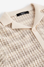 Neutral Crochet Stripe Short Sleeved Polo Shirt (3-16yrs) - Image 7 of 7