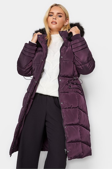 PixieGirl Petite Purple Faux Fur Trim Padded Coat